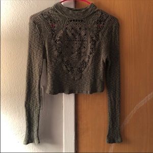 Olive Long Sleeve Crop Top